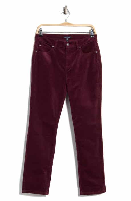 High Waist Ankle Slim Corduroy Pants