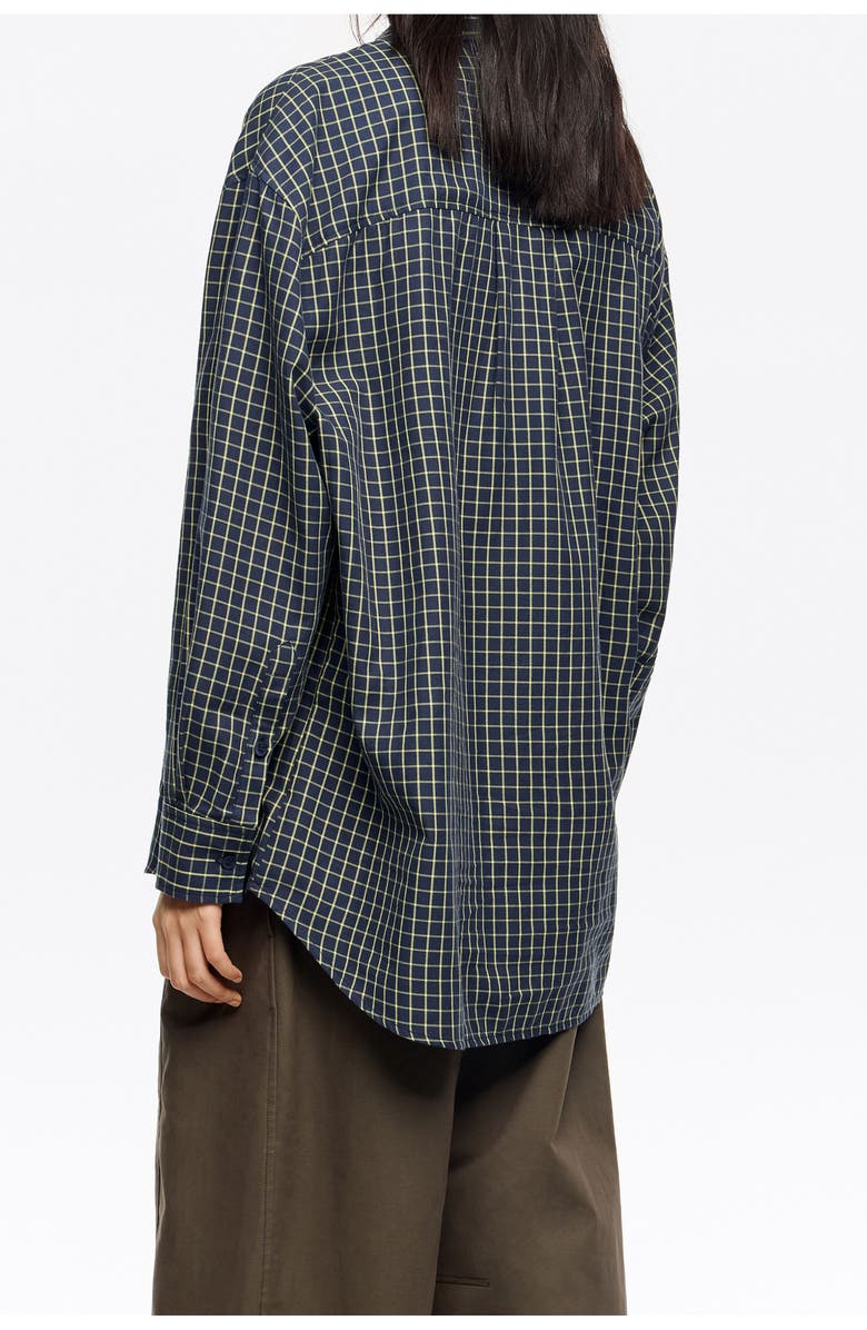 Bimba y Lola Checked Cotton Shirt, Alternate, color, Navy