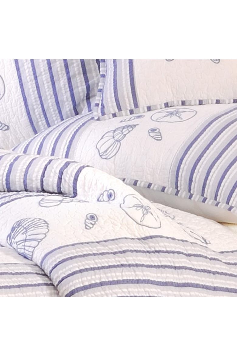 Seaside Shells 100% Cotton Standard Pillow Sham 20" x 26", Alternate, color, Blue