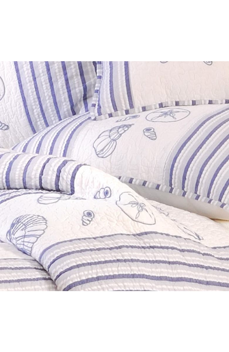 C&F Home Seaside Shells 100% Cotton Standard Pillow Sham 20" x 26", Alternate, color, Blue