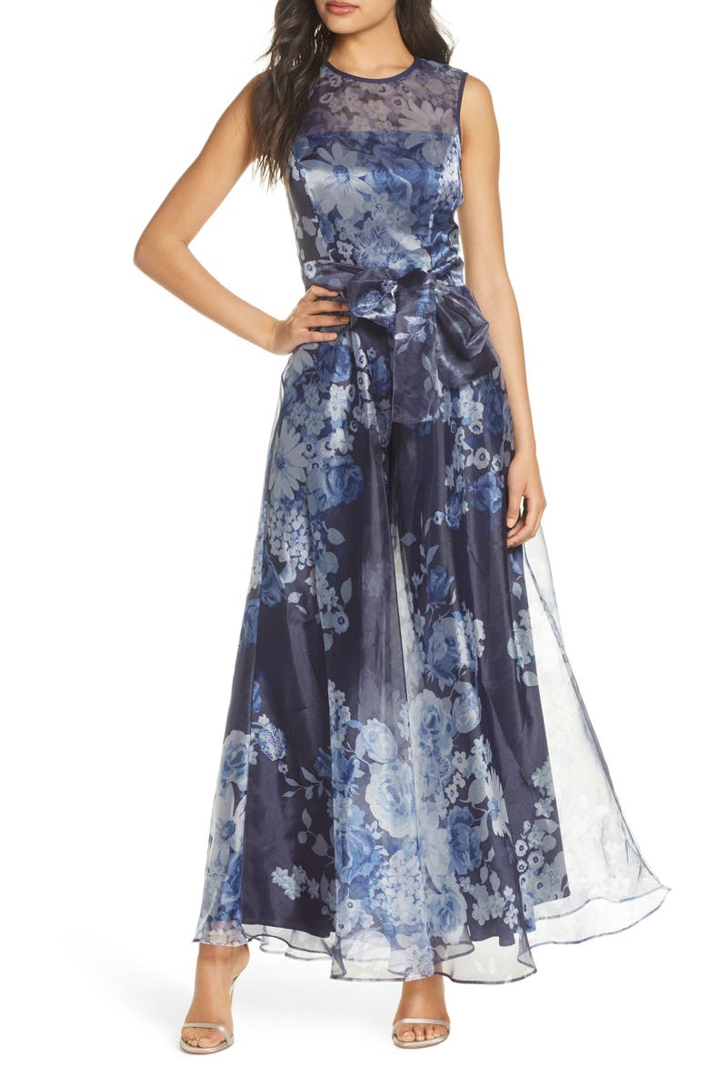 Eliza J Floral Organza Jumpsuit, Main, color,