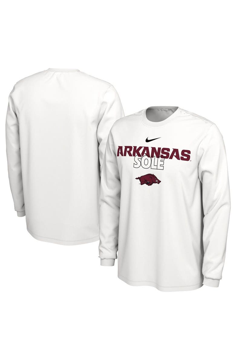 Nike White Arkansas Razorbacks On Court Long Sleeve T-Shirt, Alternate, color,