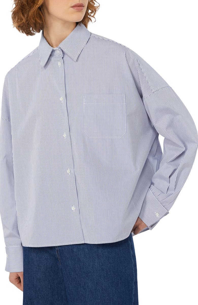 Weekend Max Mara Arturo Stripe Oversize Cotton Poplin Shirt, Alternate, color, 