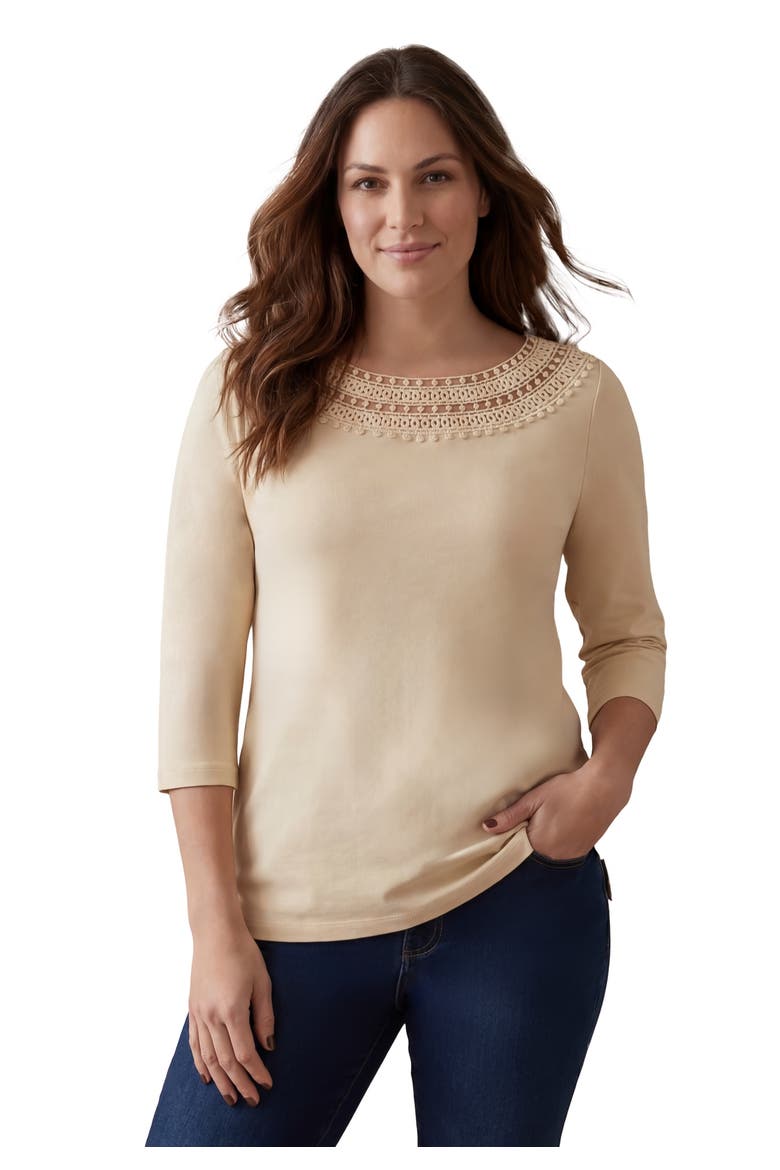 Crochet Trim Boatneck Tunic, Main, color, OATMEAL