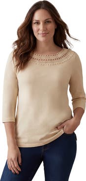 Jessica London Crochet Trim Boatneck Tunic