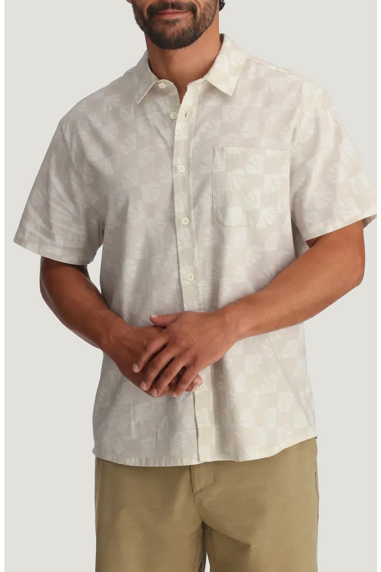 Harbor Short Sleeve Button-Up Shirt, Main, color, SEA SCALLOP PRINT BIRCH