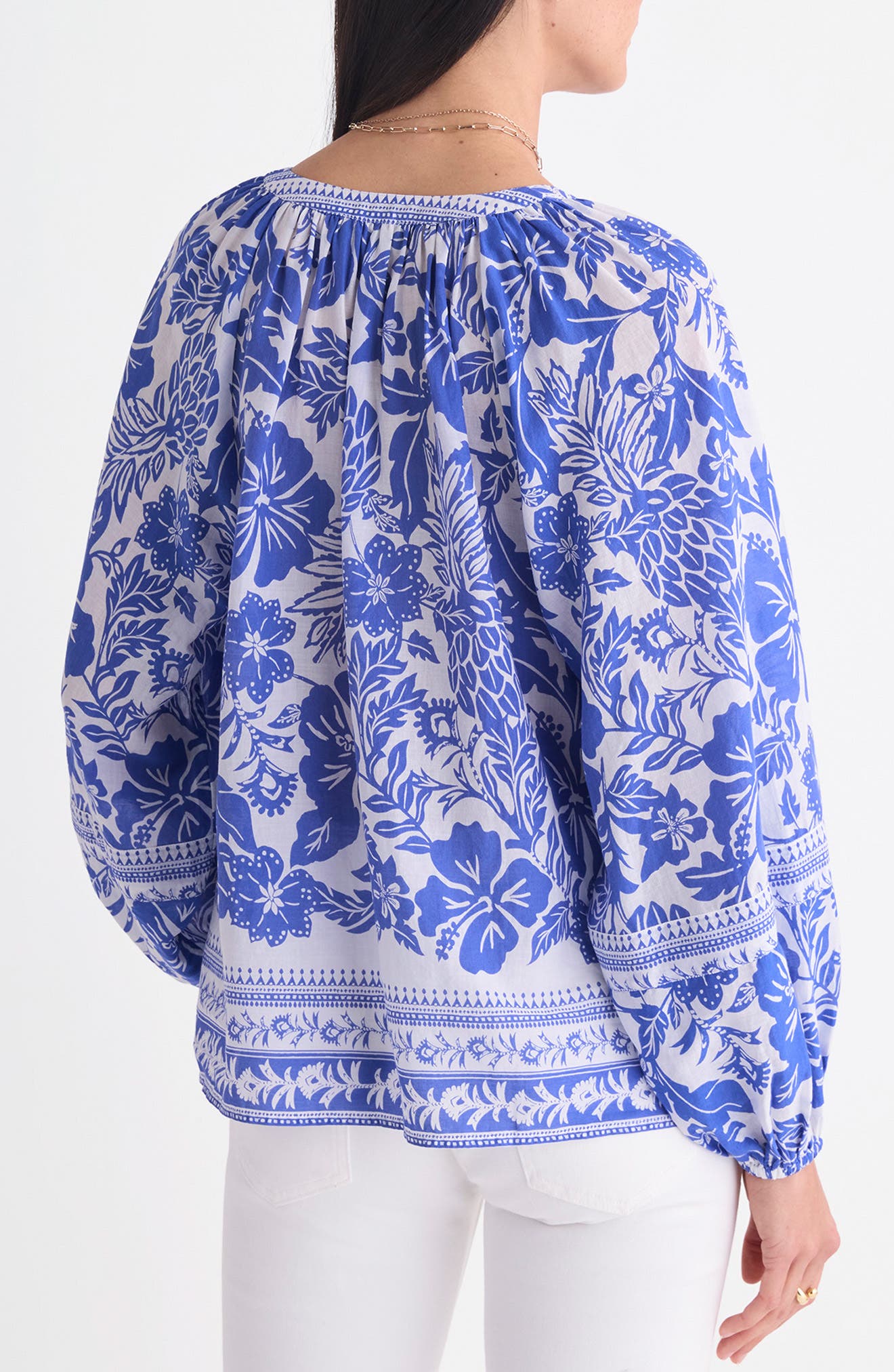 Print Split Neck Popover Top - image 2
