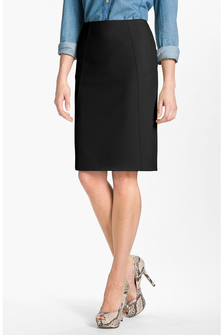 Seamed Pencil Skirt, Main, color, BLACK