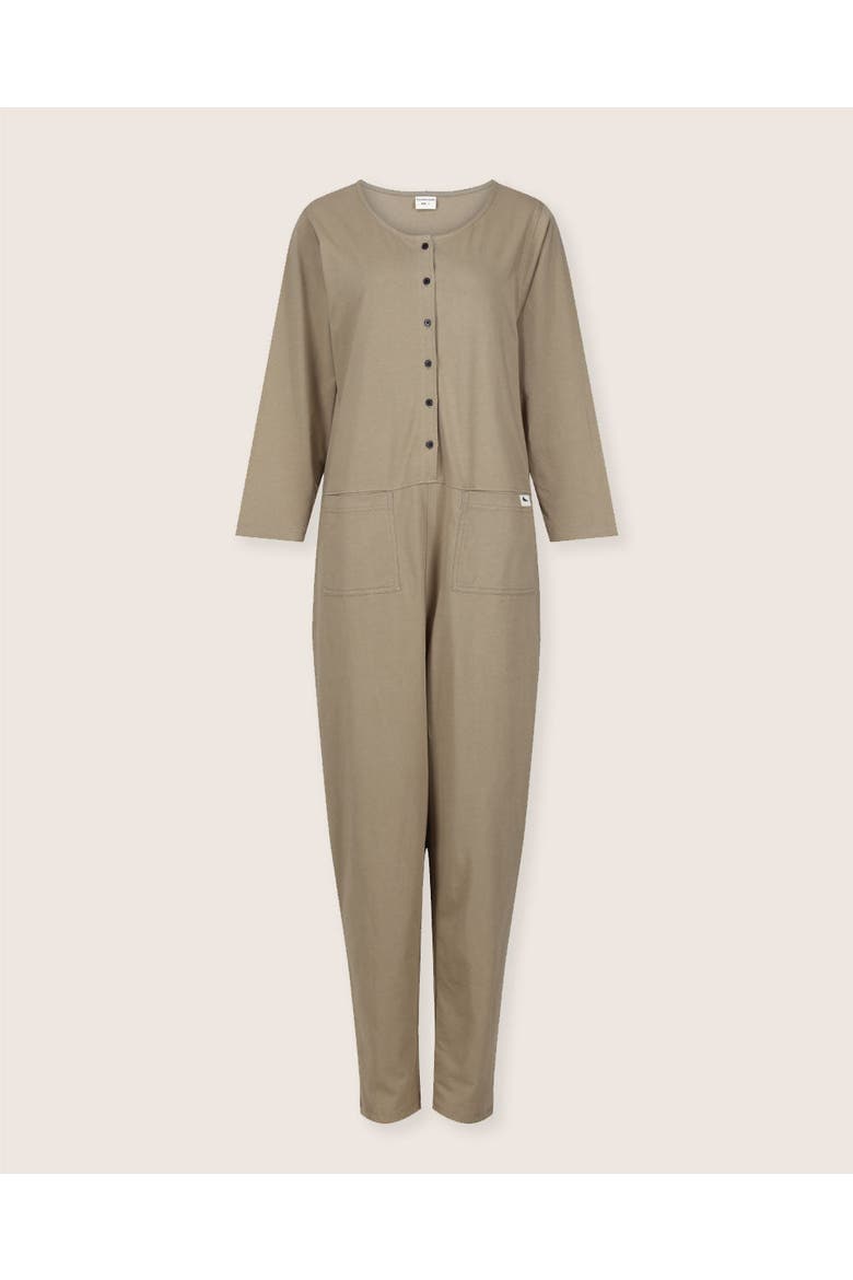 Organic Cotton Mila Long Sleeve Jumpsuit, Alternate, color, Stone