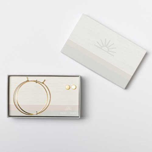 Totalee Gift Gold Geometric Circle Earring Set Burnished Brass Gold