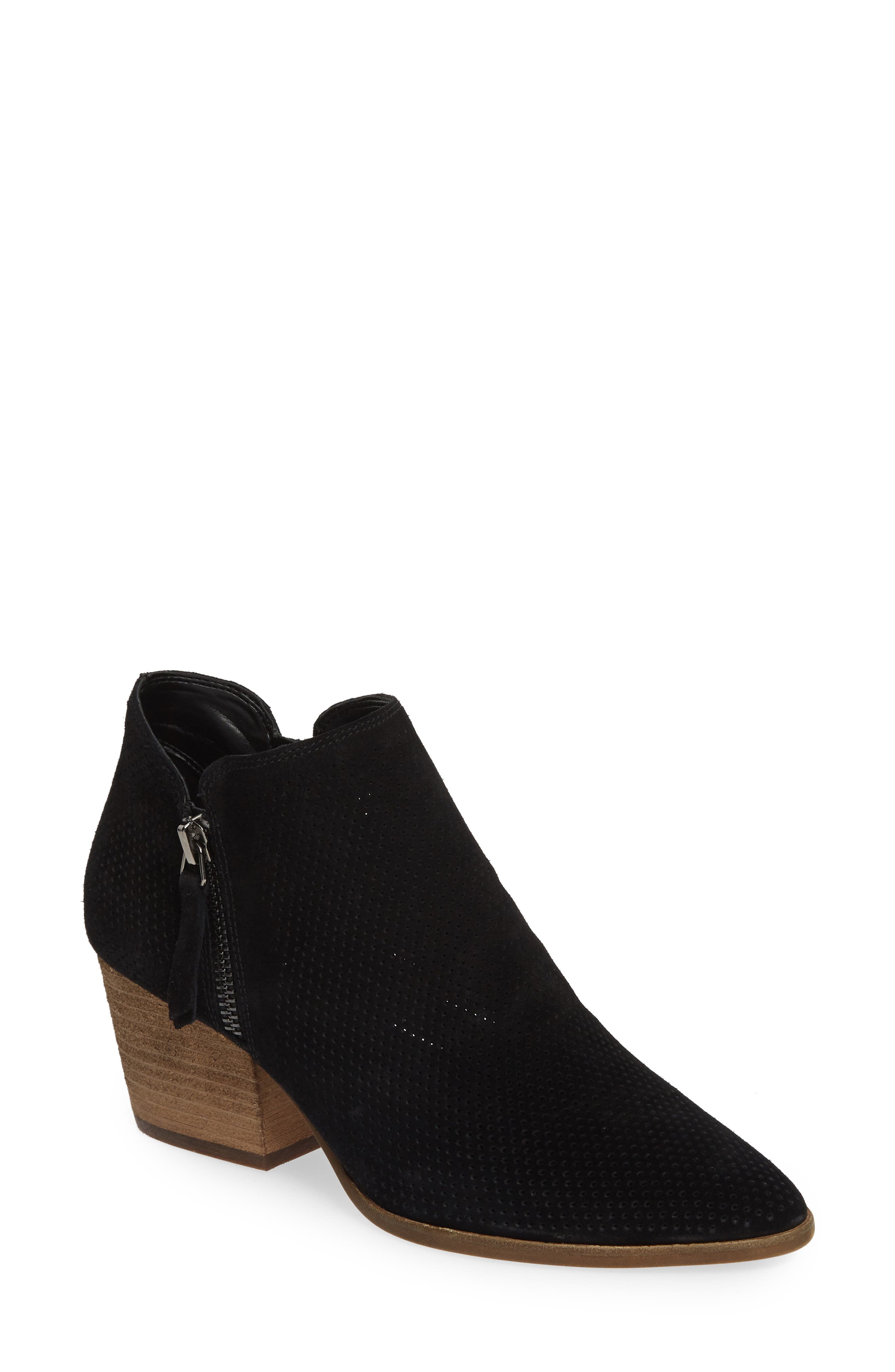 Nethera Perforated Bootie (Nordstrom Exclusive), Main, color, BLACK SUEDE