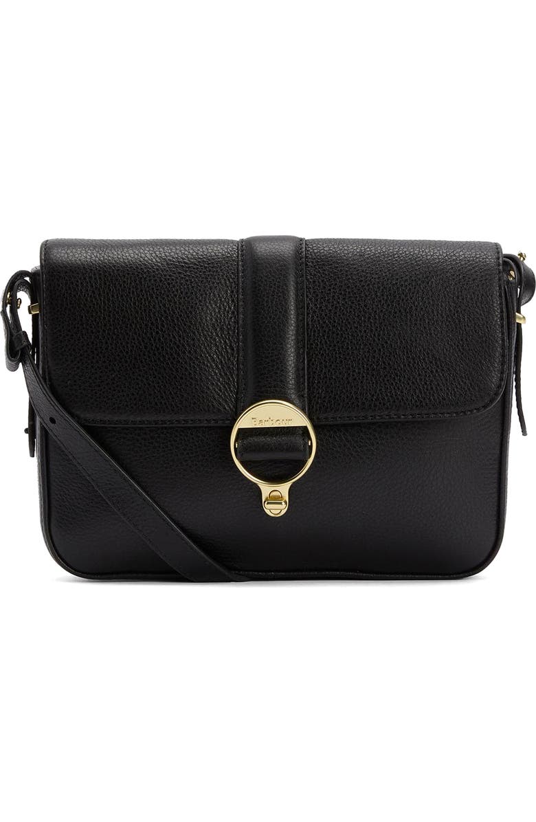 Barbour Rosa Leather Crossbody Bag, Main, color, Black