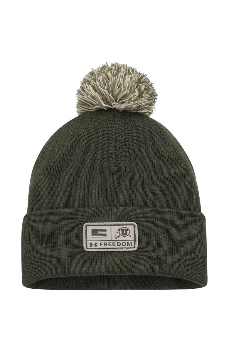 Under Armour Men's Under Armour  Green Utah Utes Freedom Collection Cuffed Knit Hat with Pom, Main, color, Green