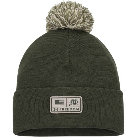 Men's Under Armour  Green Utah Utes Freedom Collection Cuffed Knit Hat with Pom