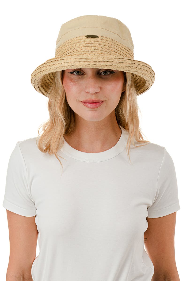 Nicole Miller Rolled Bucket Hat, Alternate, color, Natural