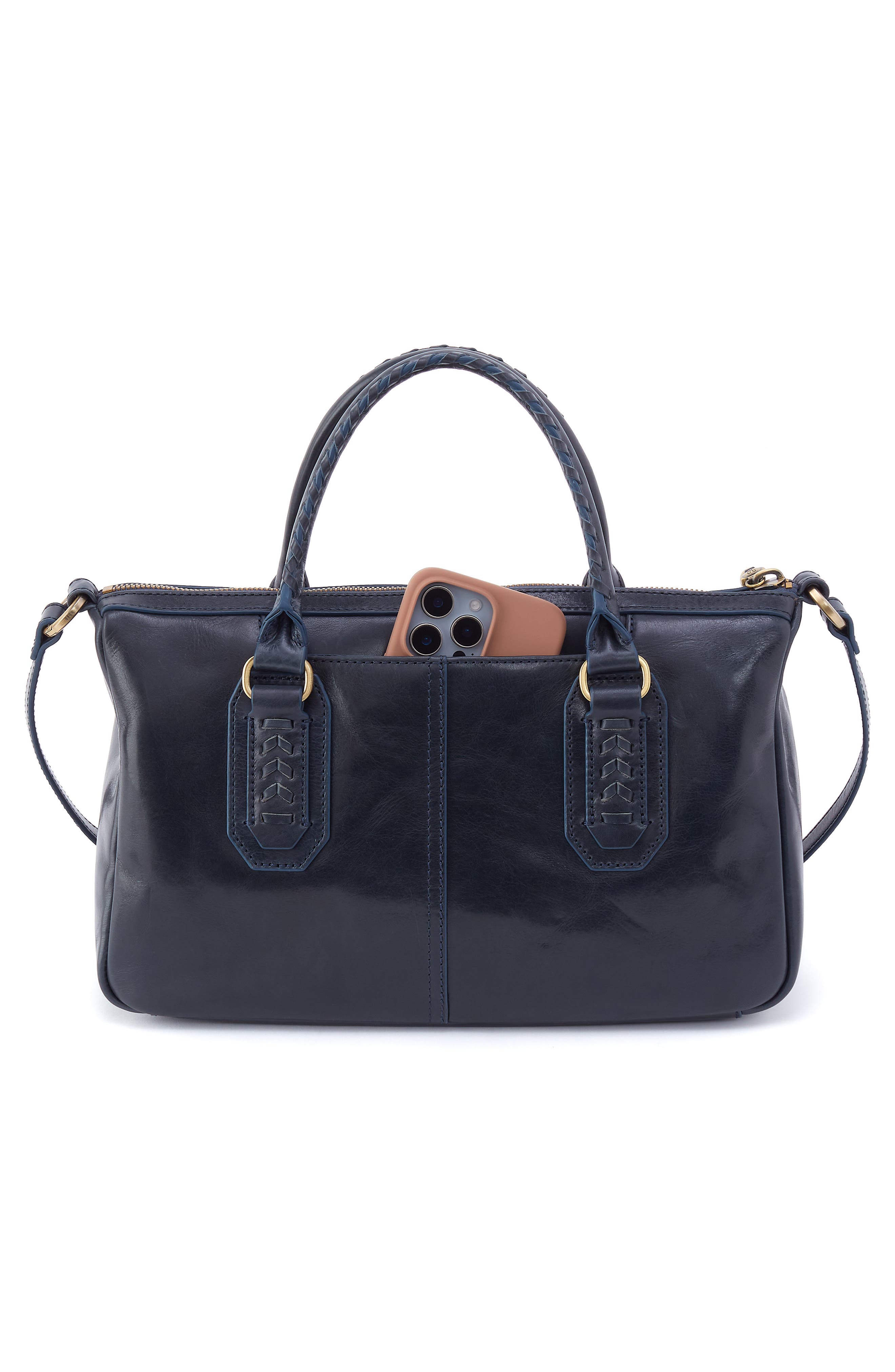 HOBO Expedition Leather Satchel, Alternate, color, Navy Horizon