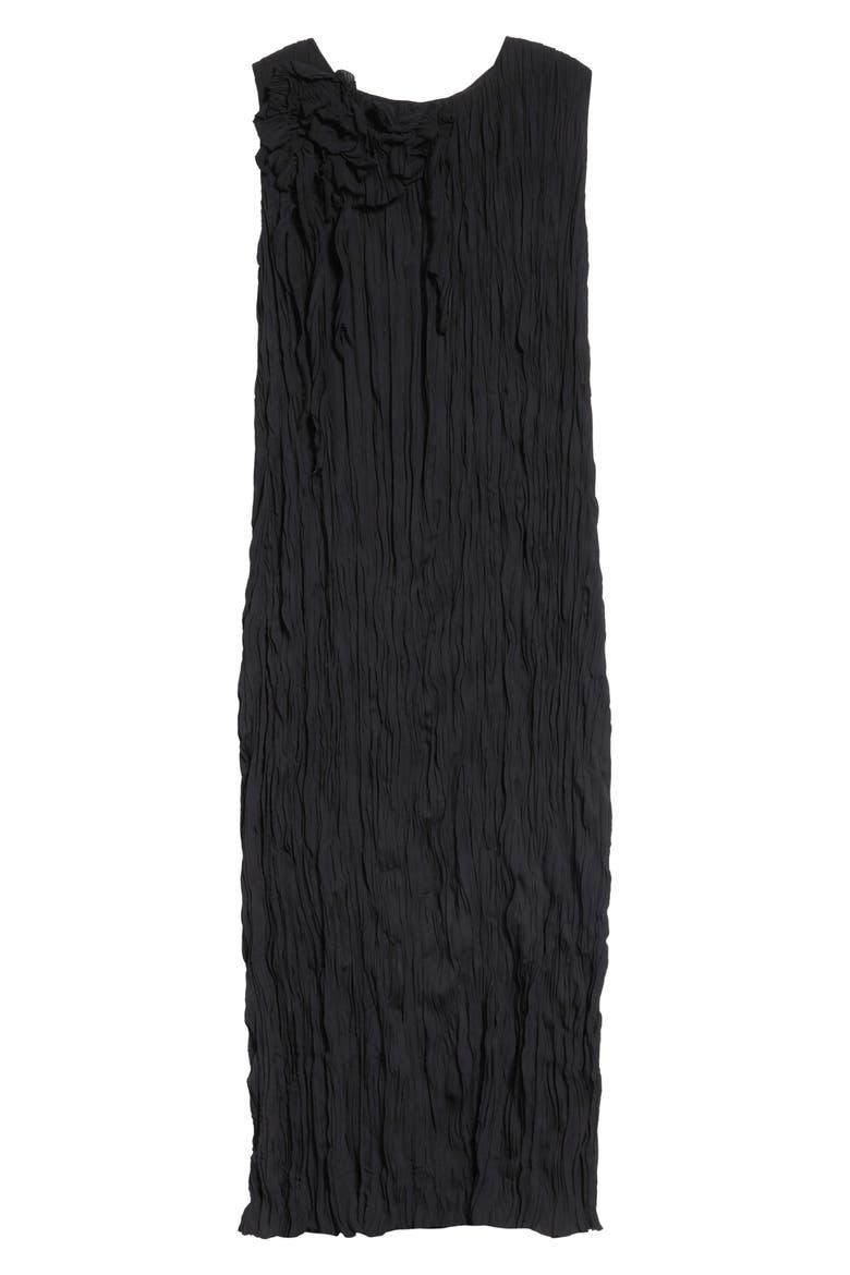 Broomstick Pleat Georgette Column Dress, Alternate, color, BLACK GEORGETTE