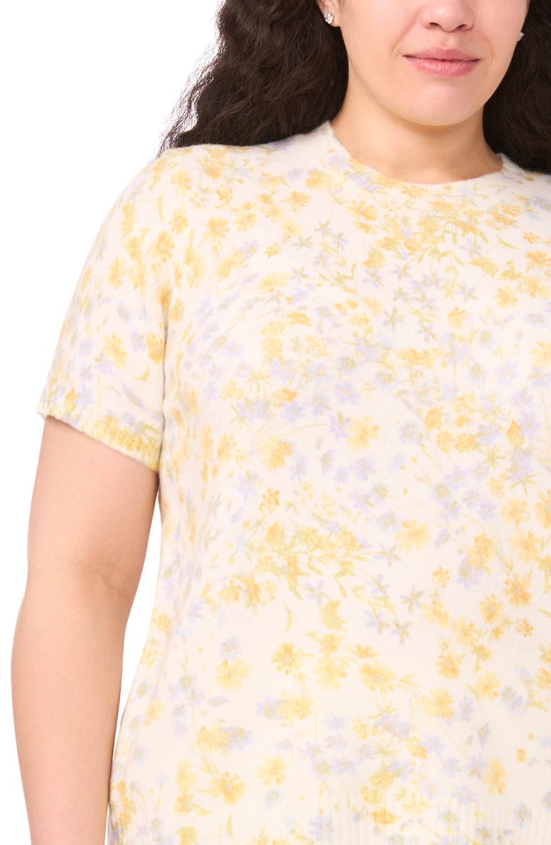 Halogen<sup>®</sup> Floral Print Short Sleeve Sweater, Alternate, color, New Ivory
