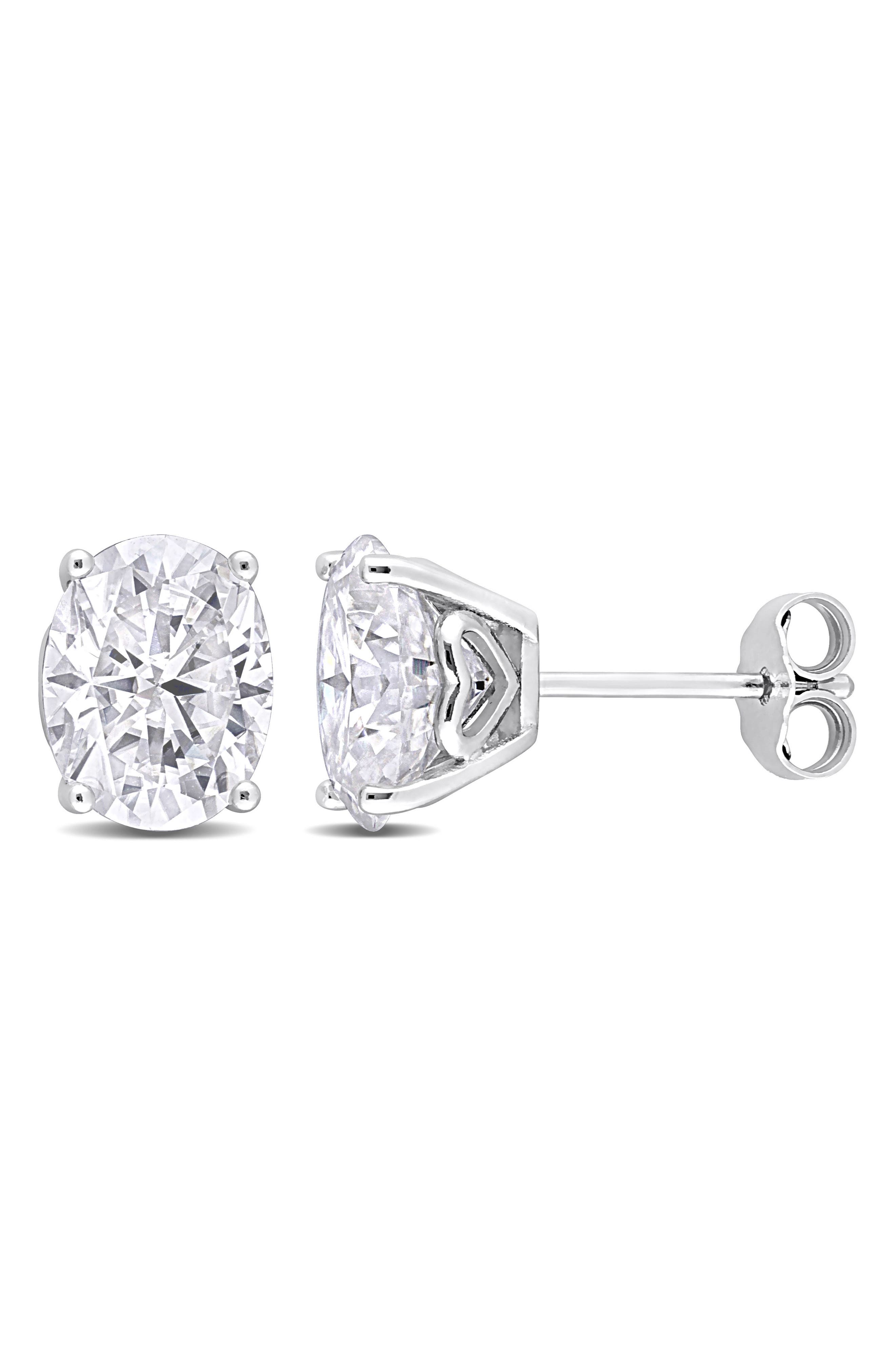 DELMAR Oval Lab Grown Moissanite Stud Earrings