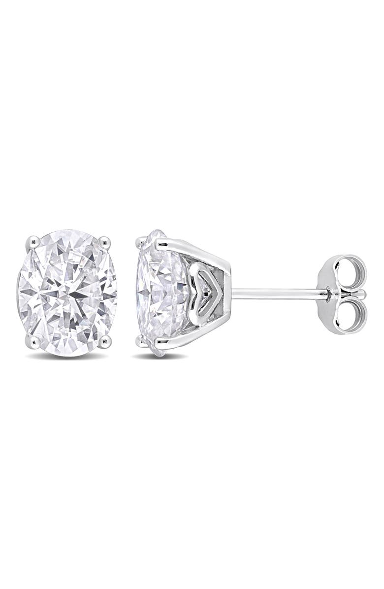 DELMAR Oval Lab Grown Moissanite Stud Earrings, Main, color, Silver