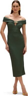 PatBO Hilda Knit Off Shoulder Midi Dress