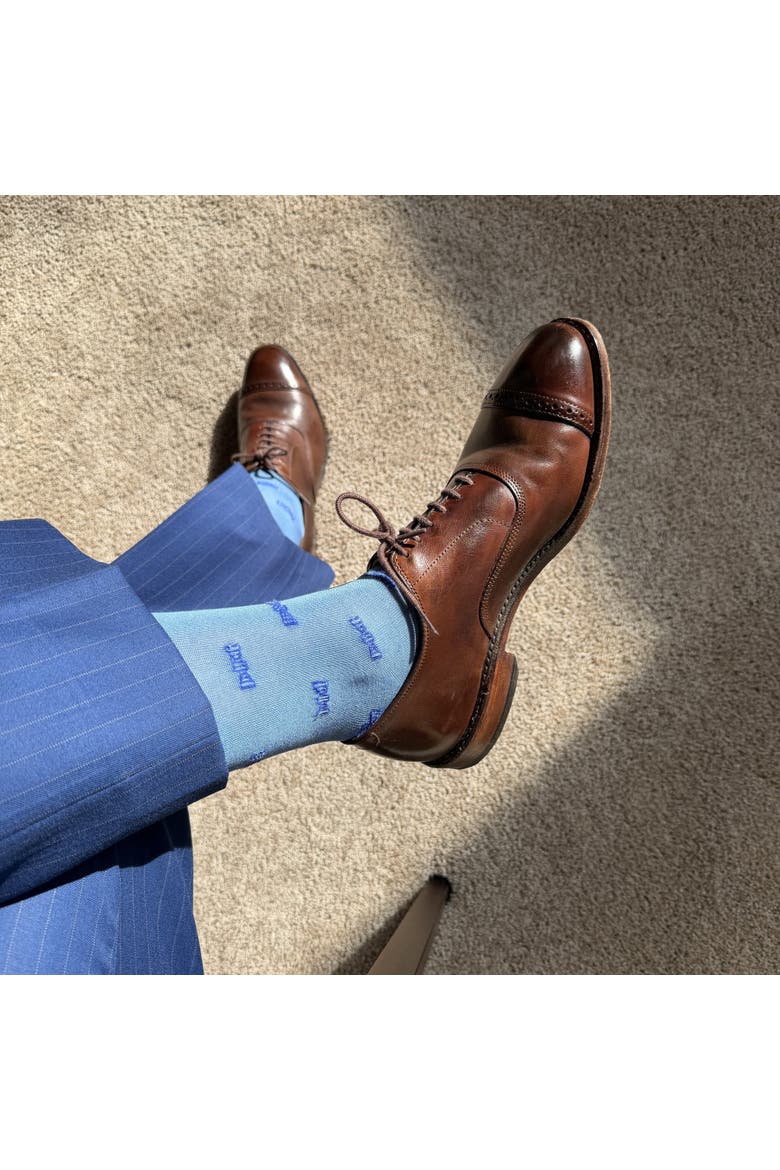 Dapper Bow Tie Novelty Mid Calf Mercerized Cotton Socks, Alternate, color, Light Blue