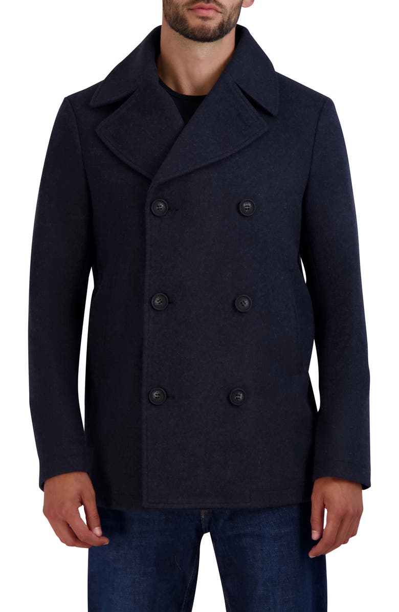 Cole Haan Double Breasted Peacoat, Main, color, Navy