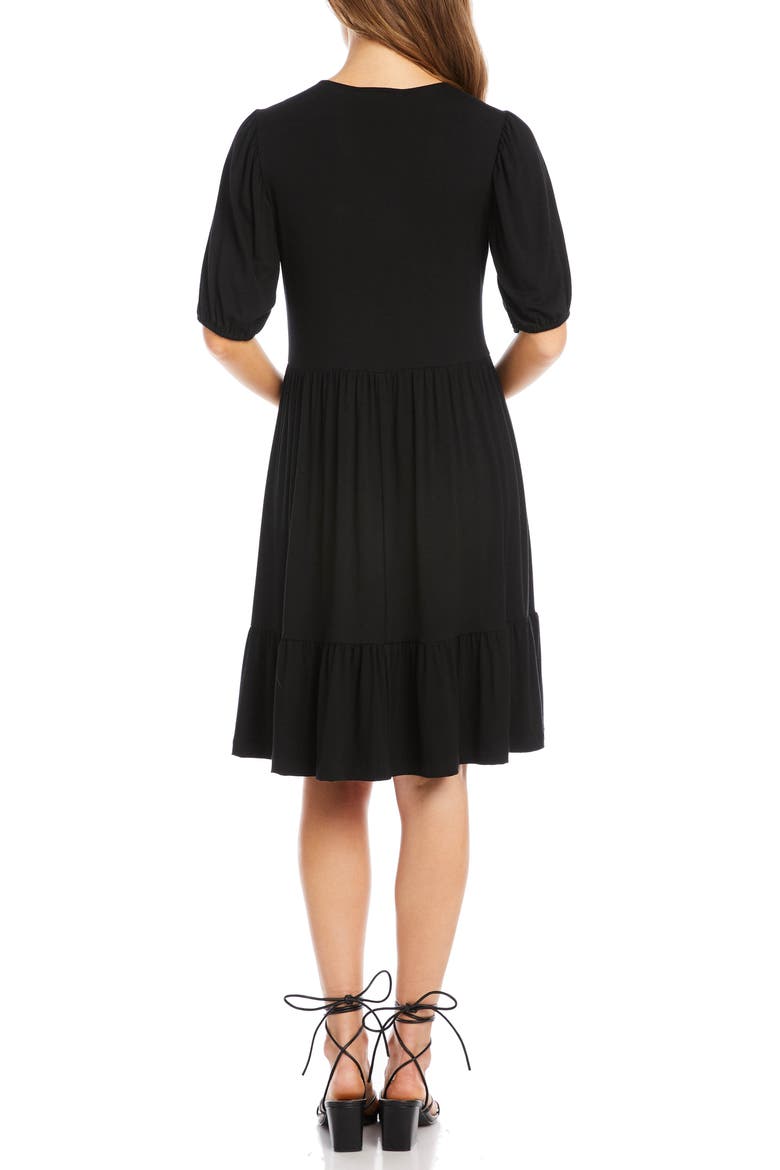 Tiered Puff Sleeve A-Line Dress, Alternate, color, BLACK