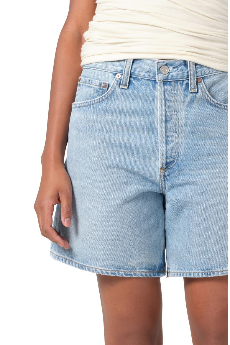 Dame High Waist Mid Length Relaxed Denim Shorts, Alternate, color, COAX