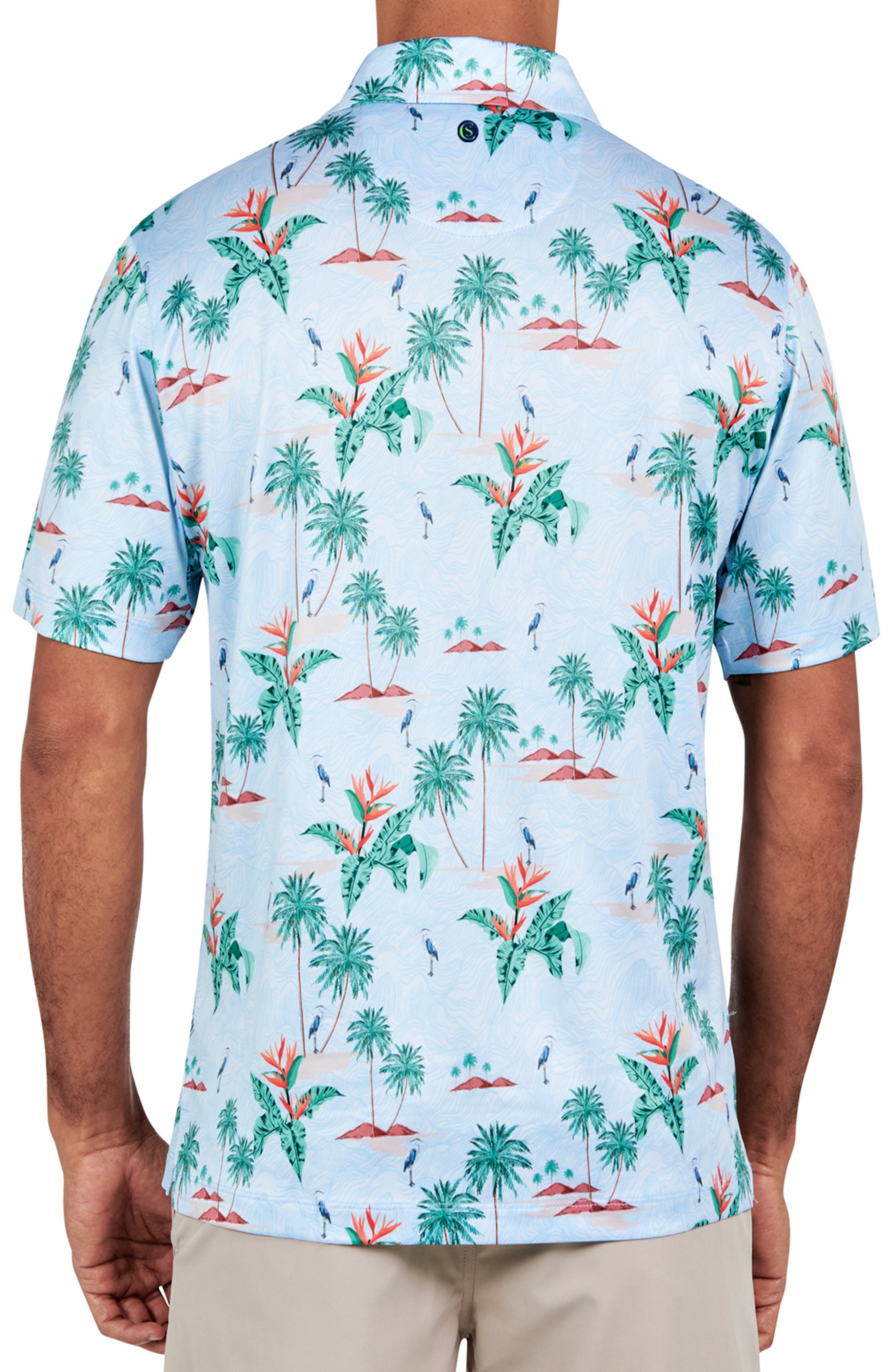 Regular Fit Tropical Palm Print Recycled Performance Golf Polo - image 2