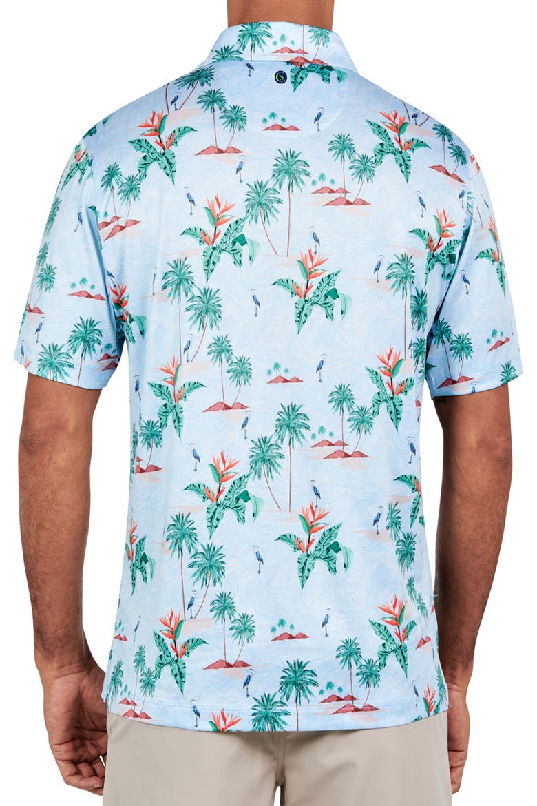 Regular Fit Tropical Palm Print Recycled Performance Golf Polo, Alternate, color, MULTI