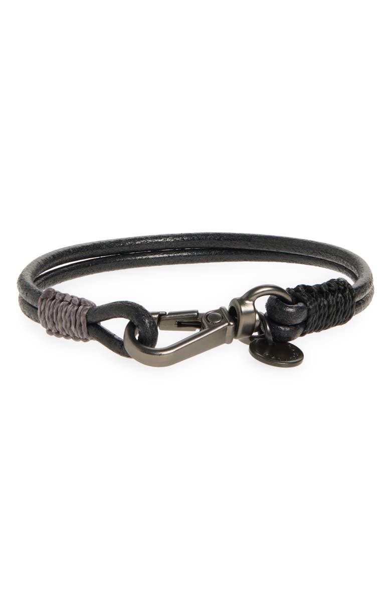 Caputo & Co. Men's Swivel Clasp Craftman Leather Bracelet, Main, color, Black