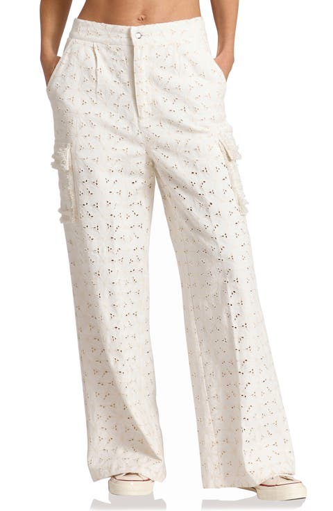 Fringe Trim High Waist Wide Leg Cargo Pants