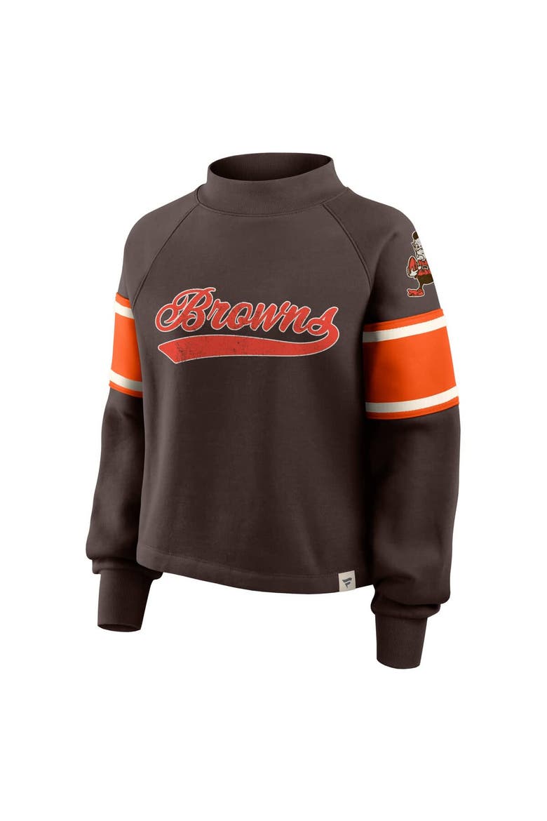 Women's Fanatics Brown Cleveland Browns Oversized Hometown Toss Sweep Mock Neck Pullover, Alternate, color, Brown