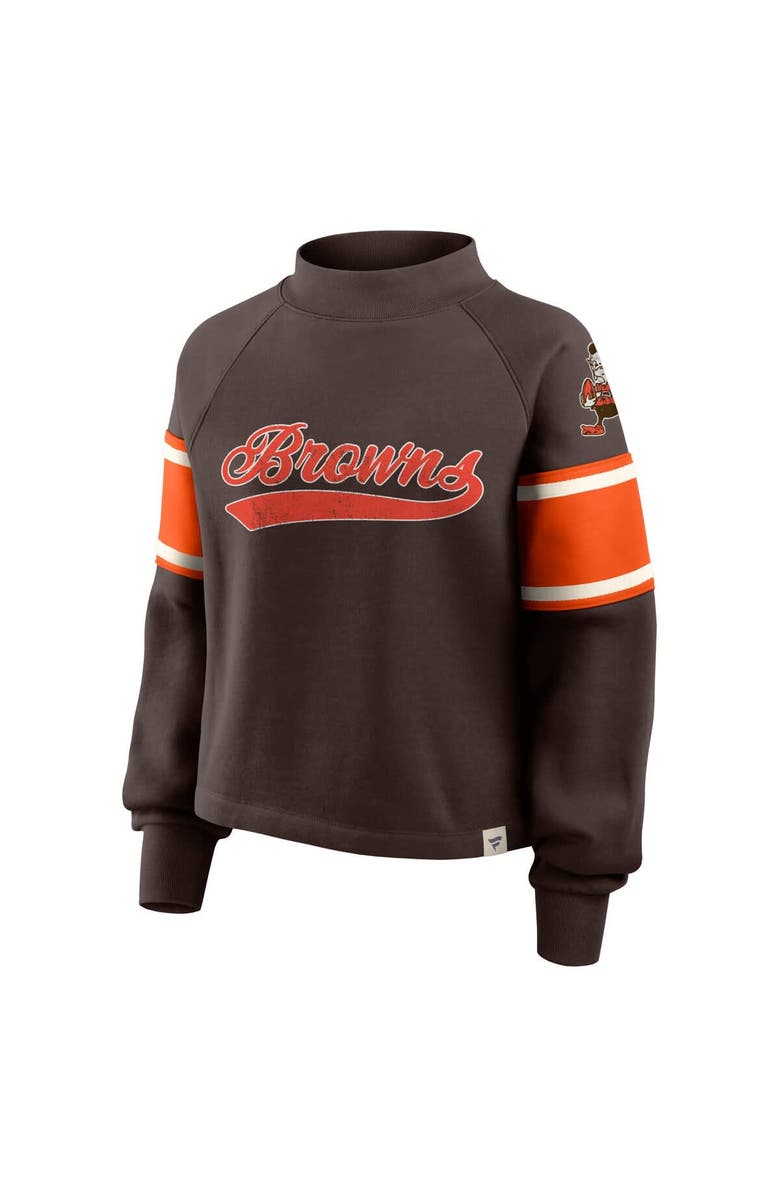 FANATICS Women's Fanatics Brown Cleveland Browns Oversized Hometown Toss Sweep Mock Neck Pullover, Alternate, color, Brown