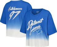 Majestic Threads Women's Majestic Threads Aidan Hutchinson Blue/White Detroit Lions Dip-Dye Player Name & Number Crop Top