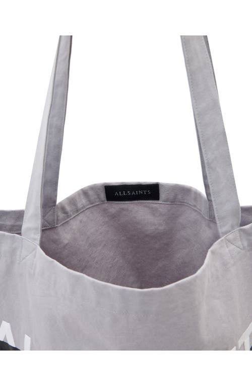 Shop Allsaints Redact Cotton Canvas Tote Bag In Machine Grey