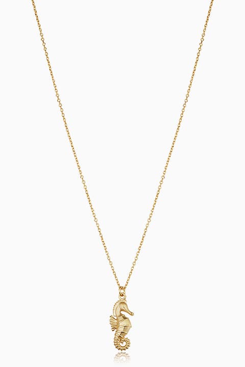 14K Yellow Gold Seahorse Pendant Necklace