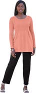 Jessica London Ribbed Baby Doll Tunic Sweater