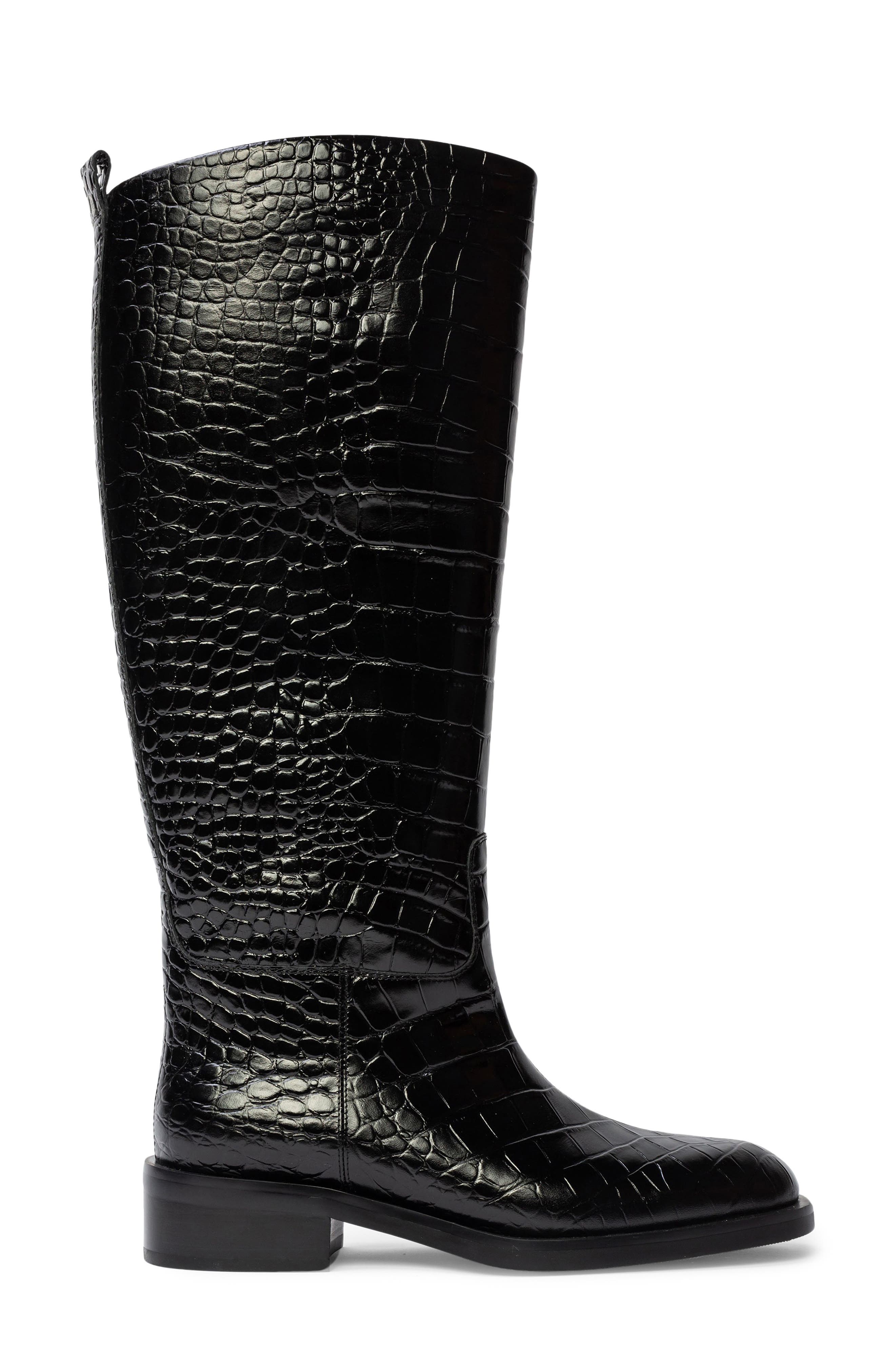 Pace Tall Boot, Alternate, color, BLACK CROCO LEATHER