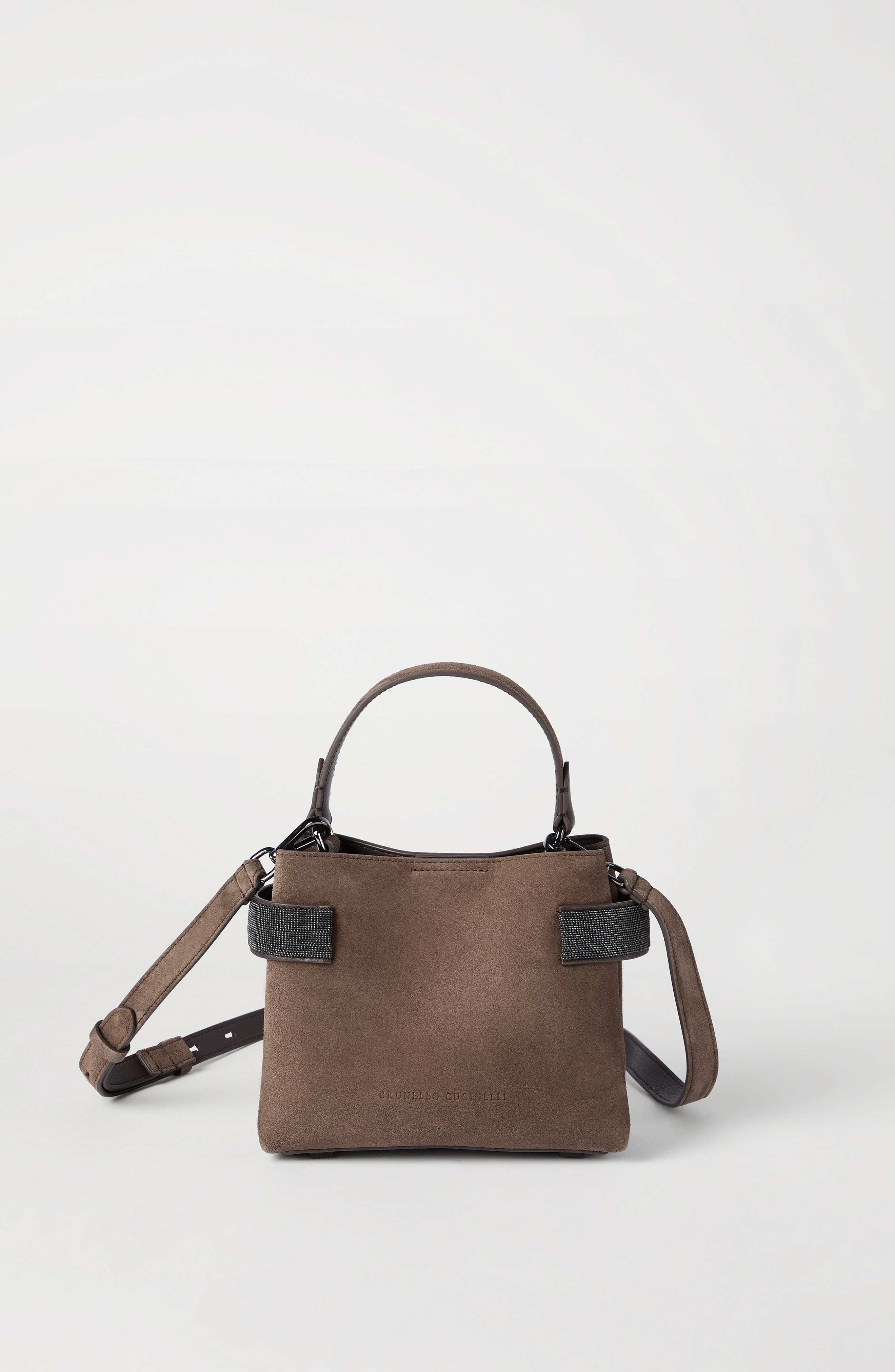 Brunello Cucinelli Small Top-Handle Essence bag, Alternate, color, Brown