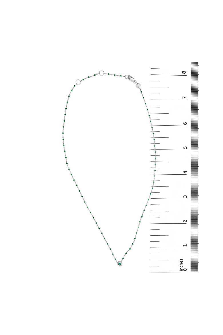 Sterling Silver Lab Created Emerald Bead Chain Necklace, Alternate, color, Silver