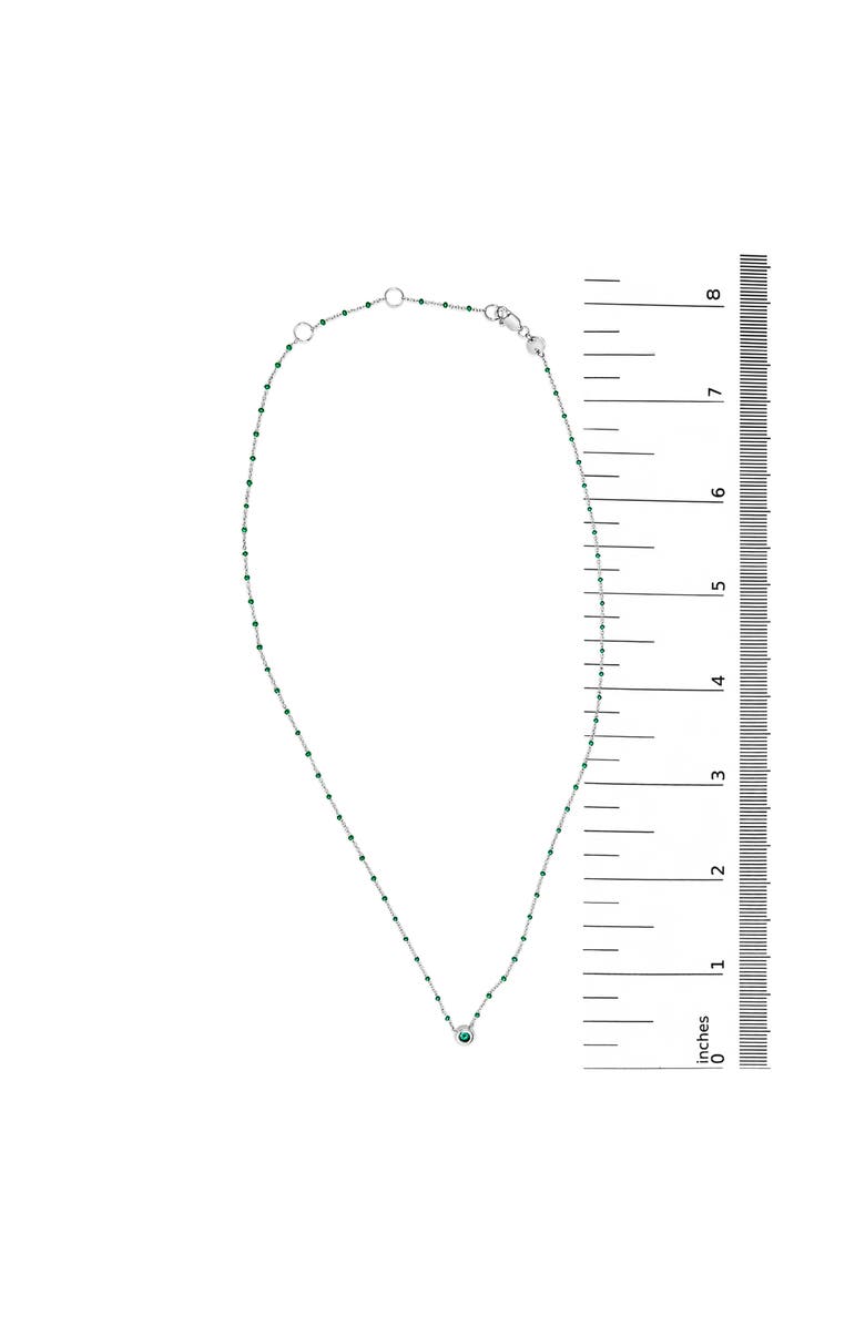 Haus of Brilliance Sterling Silver Lab Created Emerald Bead Chain Necklace, Alternate, color, Silver
