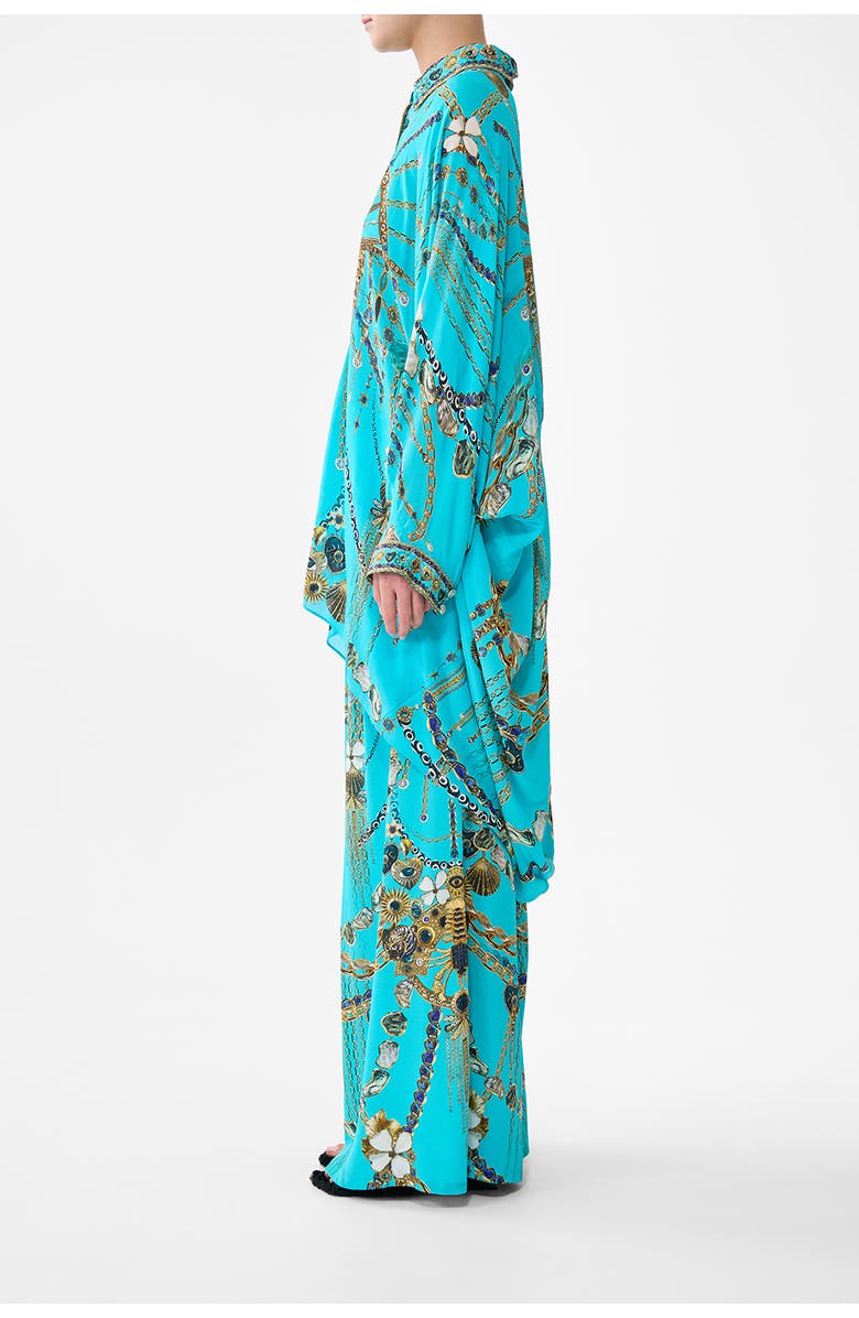 Camilla Button Up Top With Draped Back, Alternate, color, Totems And Treasures