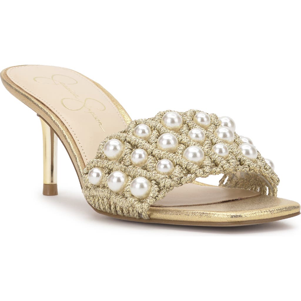 Jessica Simpson Cameleah 2 Beaded Sandal In Gold