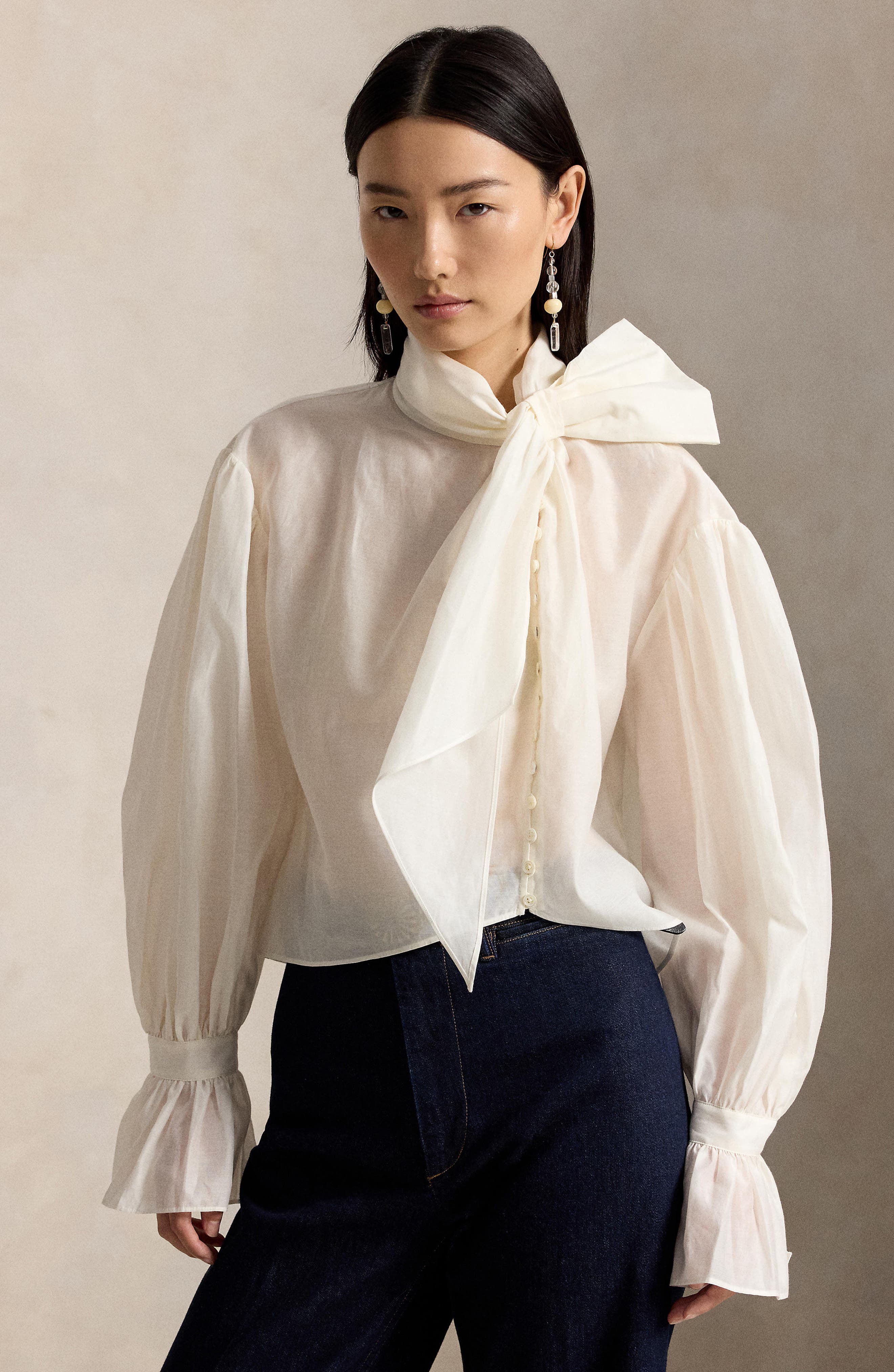 Polo Ralph Lauren Cotton & Silk Organdy Top (Women) | Nordstrom