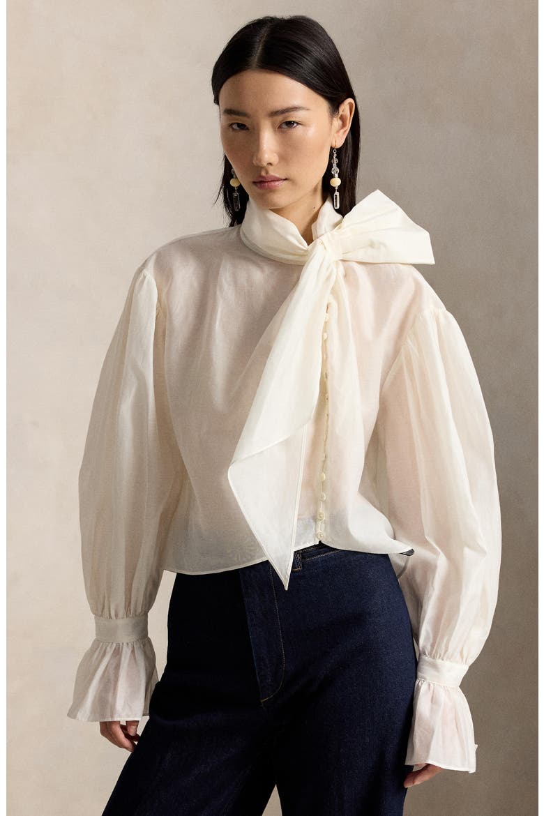 Cotton & Silk Organdy Top, Alternate, color, WHITE