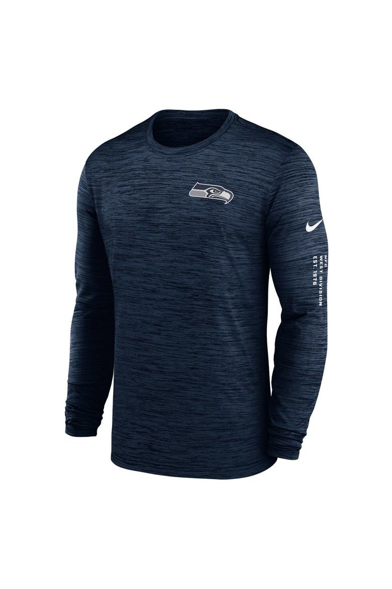 Men's Nike College Navy Seattle Seahawks Velocity Long Sleeve T-Shirt, Alternate, color, Navy