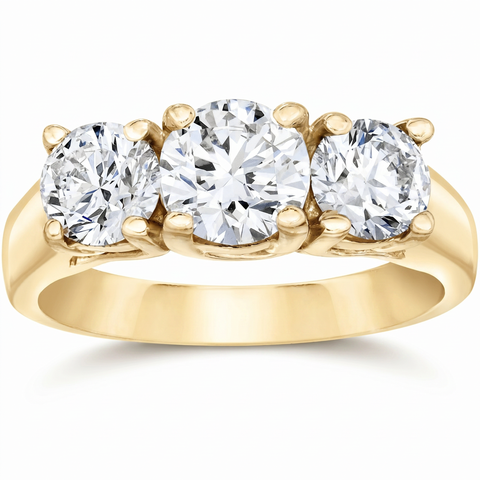 2ct Three Stone Diamond Engagement 14K Gold Ring