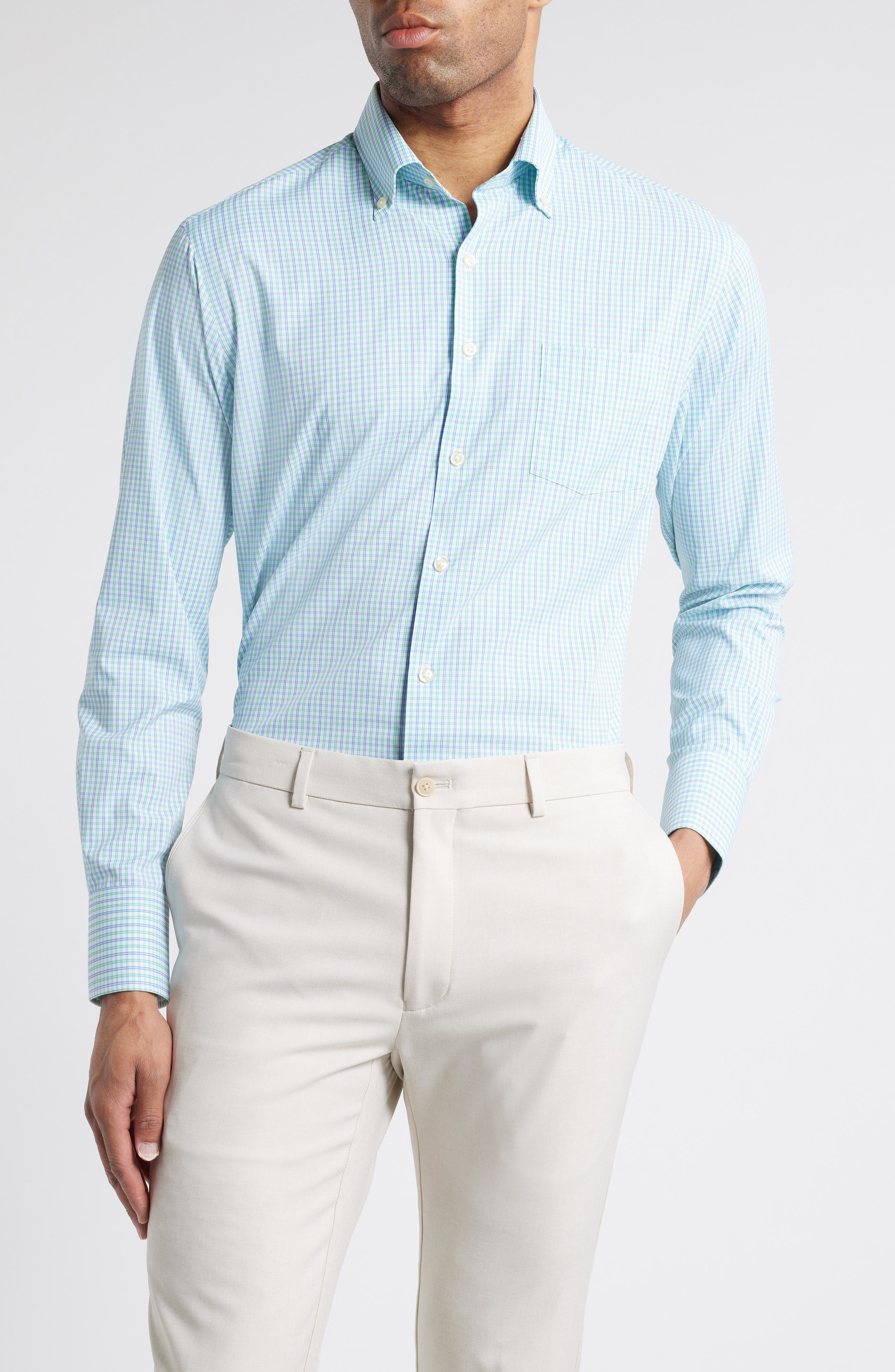 Peter Millar Hamilton Check Performance Button-Down Shirt